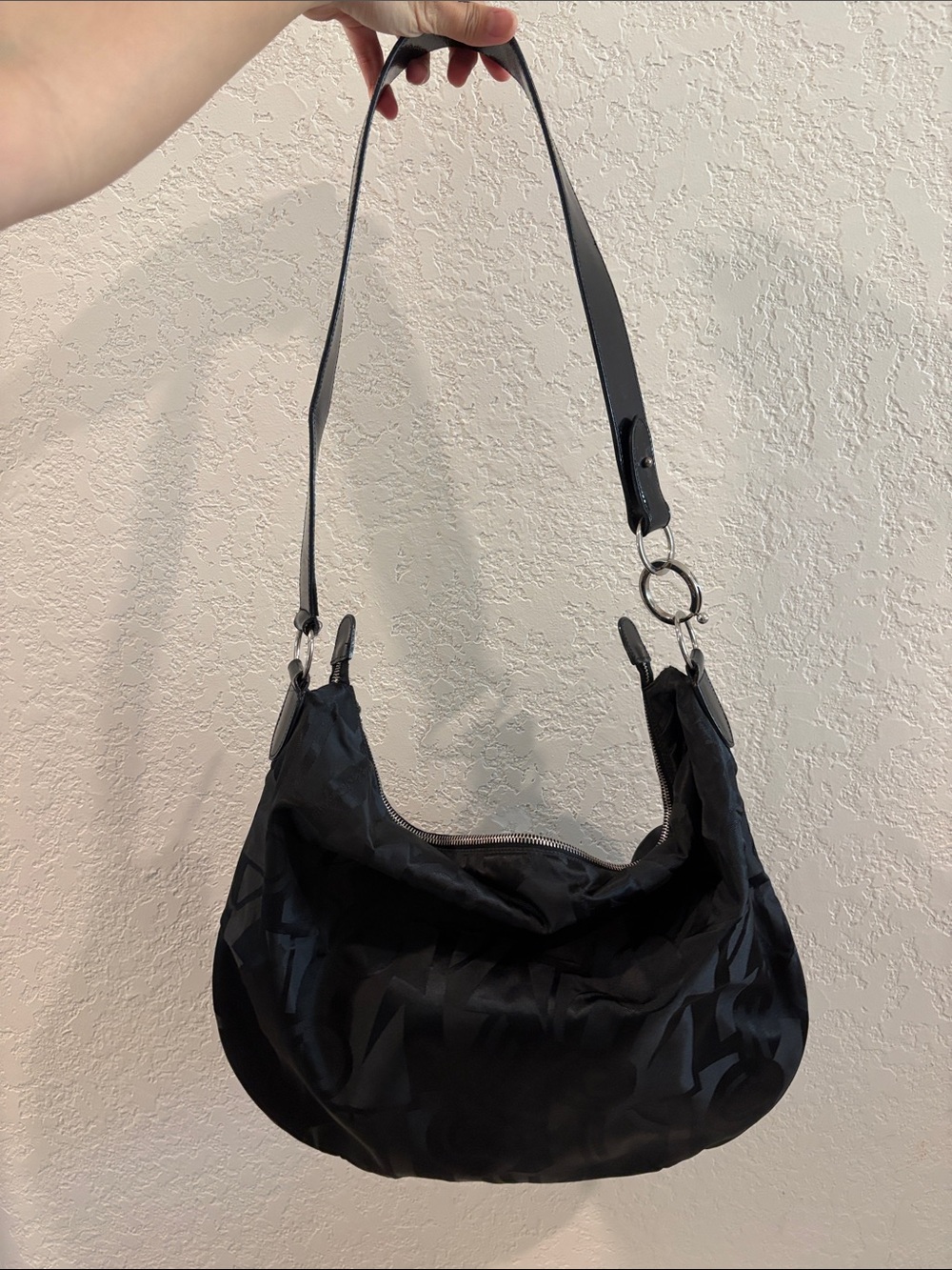 Salvatore Ferragamo Black Patterned Hobo Shoulder Bag - Picture 11 of 11